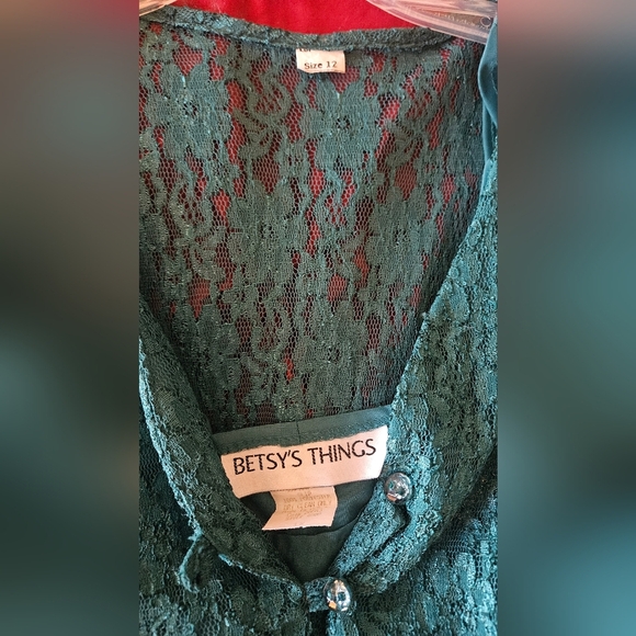 ⏰️LAST CHANCE! FINAL PRICE💲Vintage Emerald Green Lace Midi Dress - Picture 3 of 10